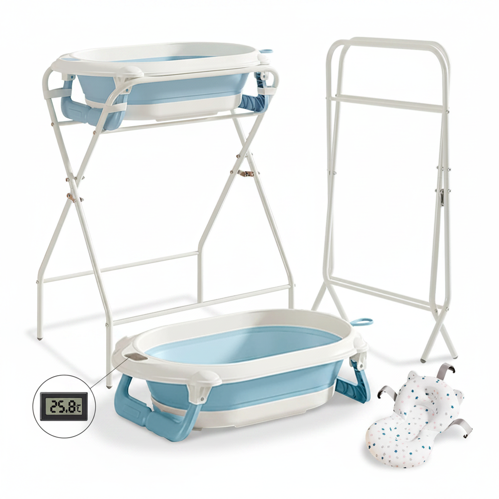 Baignoire bébé sur pied 3 en 1 avec thermomètre Image