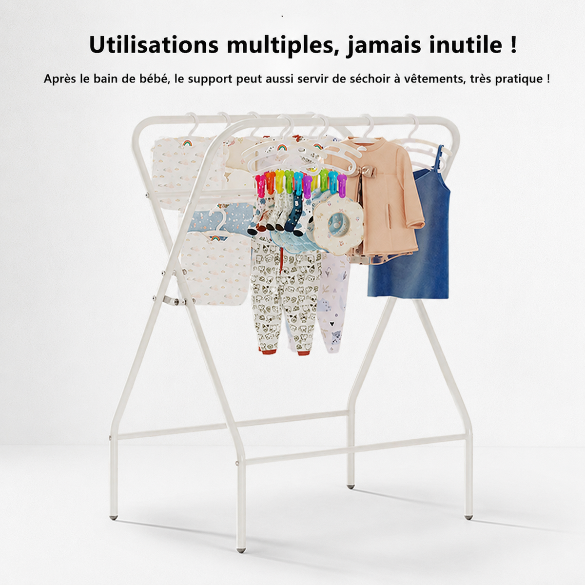 Baignoire bébé 3 en 1 sur pied, vue d'ensemble