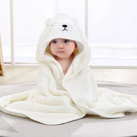 Serviette de bain bébé à capuche, modèle ours blanc