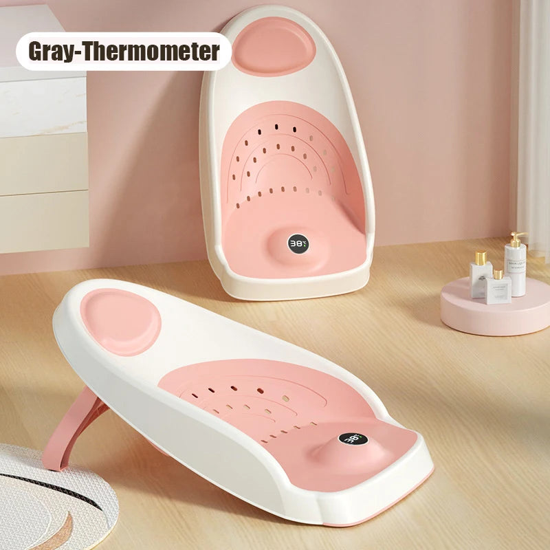 Transat de bain bébé rose avec thermomètre intégré