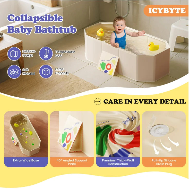 Baignoire de voyage pliable, bébé installé dedans