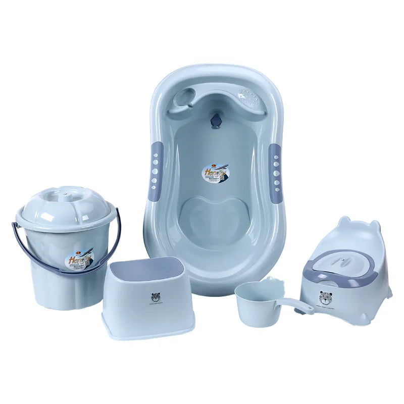 Ensemble de bain bébé 5 pièces, coloris bleu
