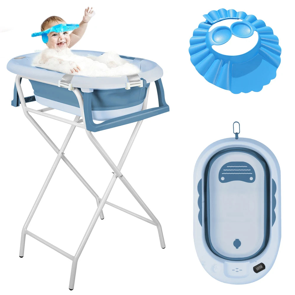 Baignoire 2 en 1 avec pied, support déplié