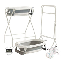 Baignoire bébé pliable 3 en 1 sur pied, structure dépliée