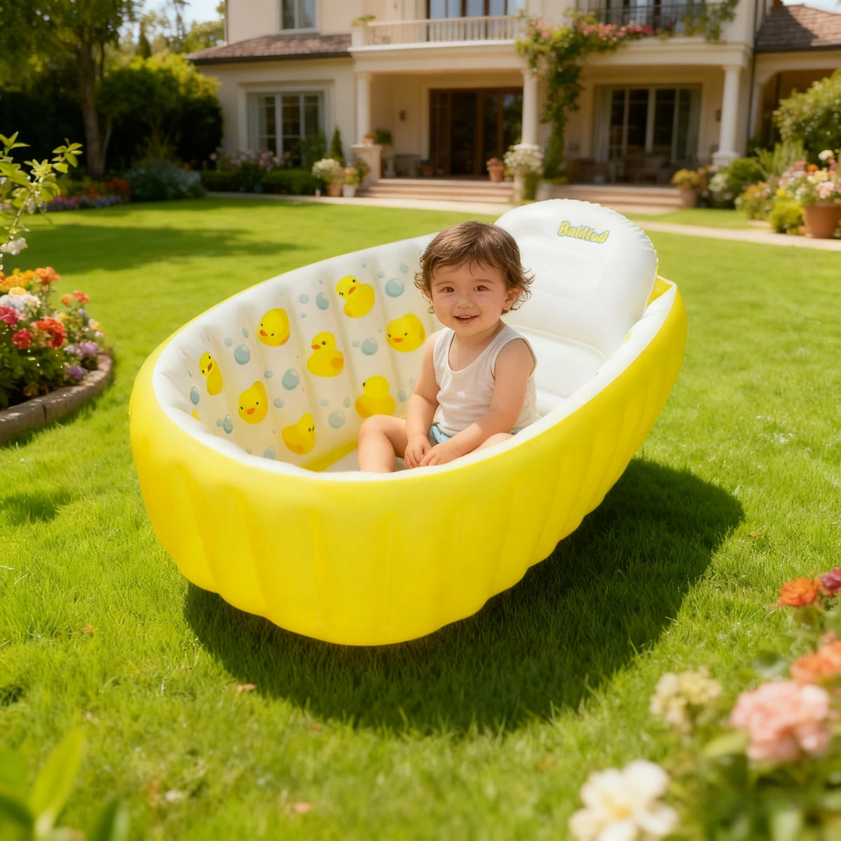 Baignoire gonflable avec dossier, valve de gonflage