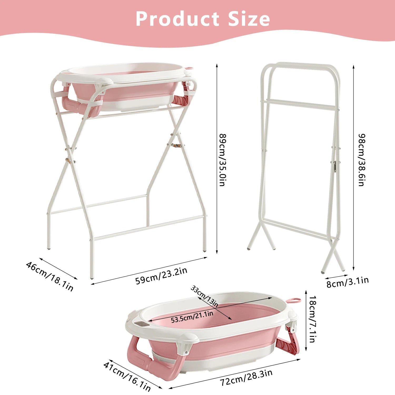 Baignoire bébé pliable 3 en 1 - Rose