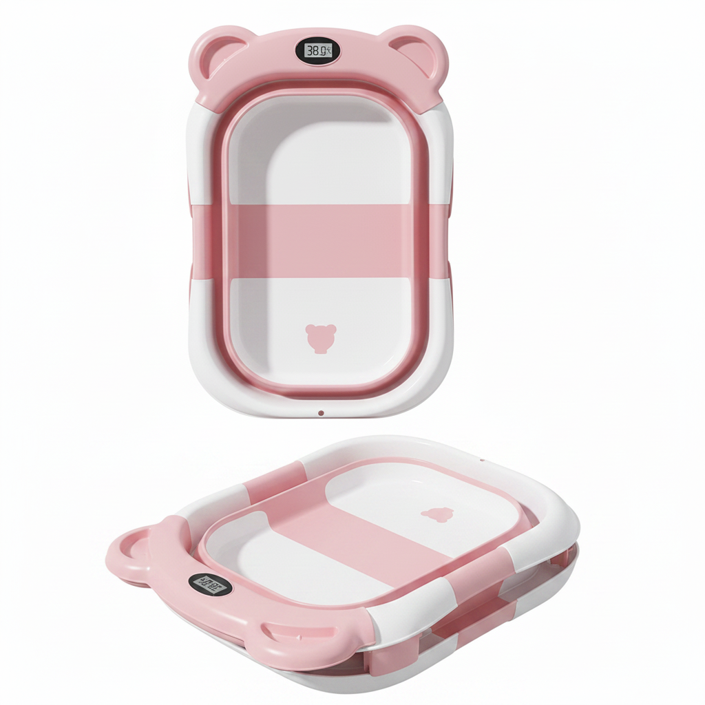 Baignoire pliable rose - bande rose aussi
